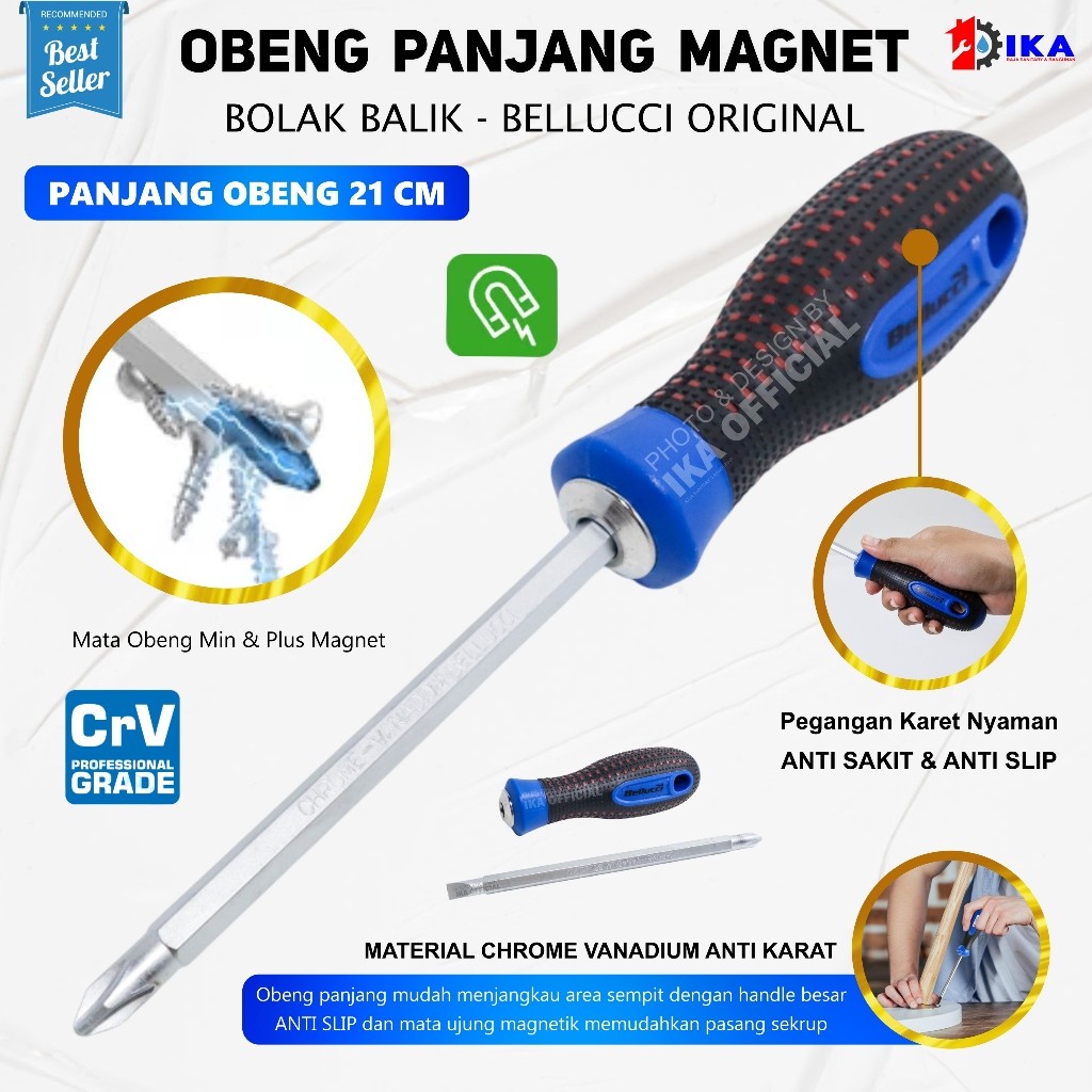 Jual Obeng BELLUCCI Gagang Karet Plus (+) Minus (-) PH2 / Obeng ...
