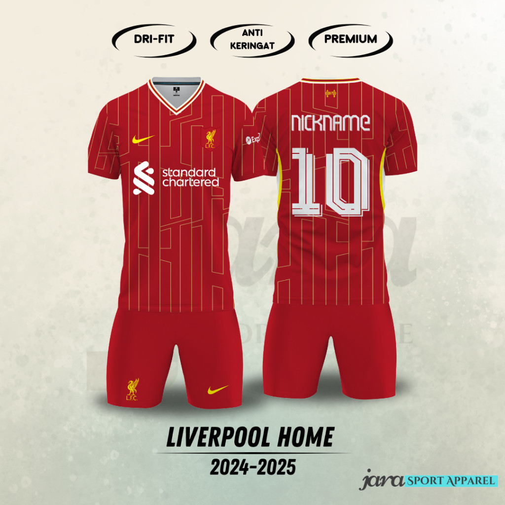 Jual Jersey LIVERPOOL HOME 2024/2025 Jersey Bola Desain Full Printing