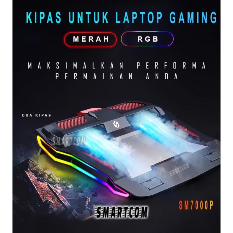 Jual SMARTCOM SM7000 RGB Gaming Laptop Cooler Pad Powerful Fan Speed ...