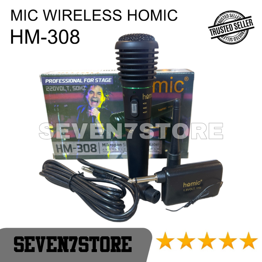 Jual Mic Wireless Microphone Homic HM 308 Microfon Karaoke tanpa kabel ...
