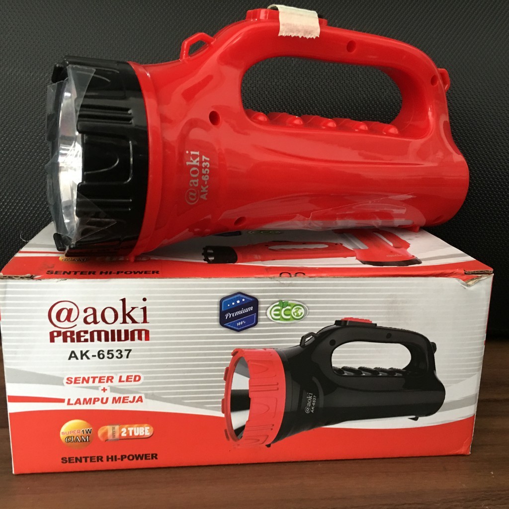 Jual Senter LED Terang + Lampu Meja merk Aoki AK6537 6537 Tahan 6Jam ...