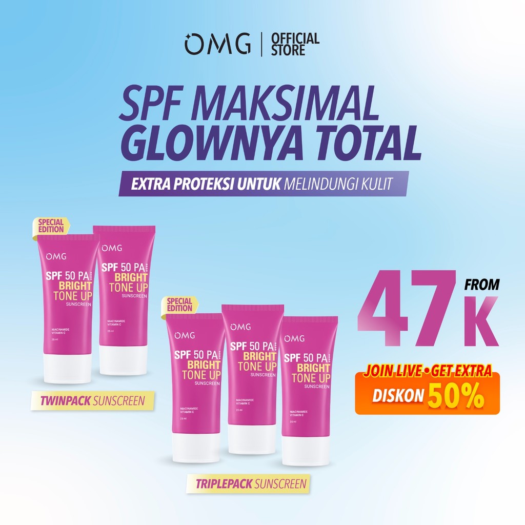 Jual OMG Oh My Glow Bright Booster UV Barrier Sunscreen SPF 50 PA++ I ...