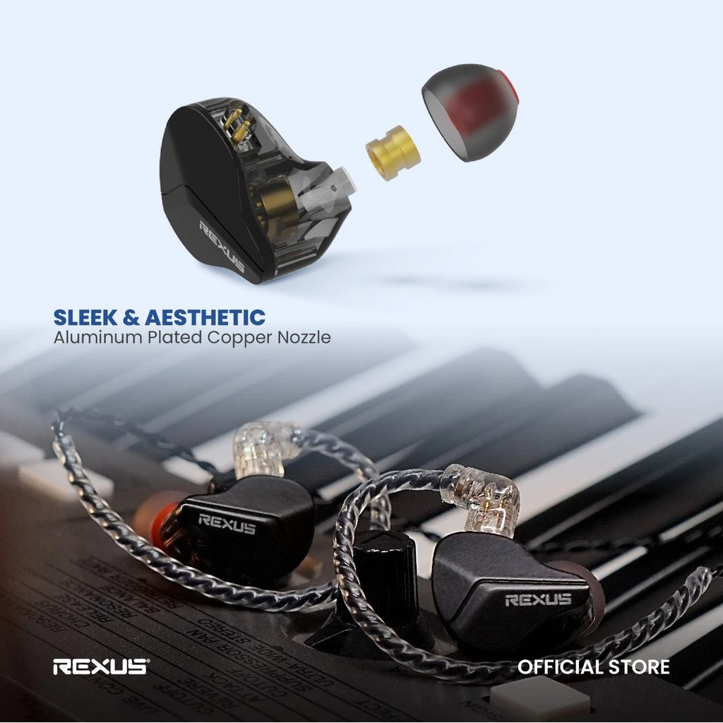 Rexus EM100 In Ear Monitor Earphone 10mm Dynamic Driver - IEM with Mic