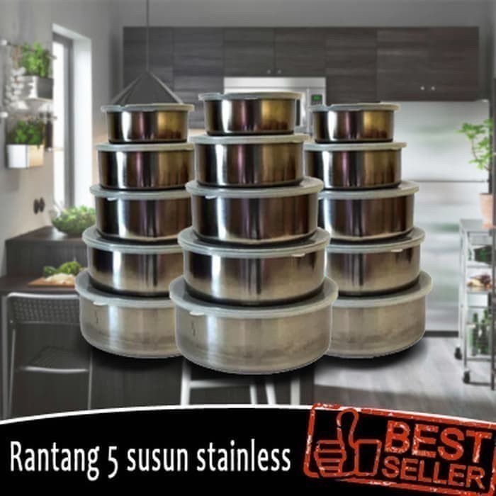 Jual MV Kotak makan Rantang Stainless / Fresh Box 5 Susun (5 In 1 ...