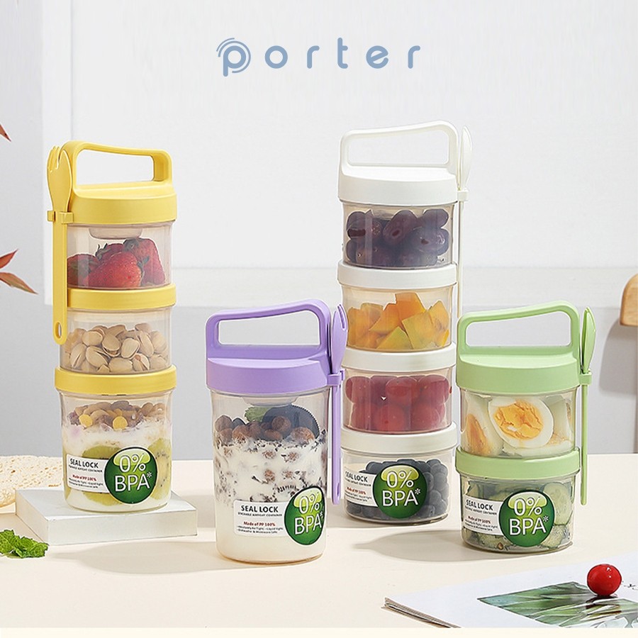 Jual PORTER 2-3 Layers Plastic Food Container | Wadah Susun Tingkat ...