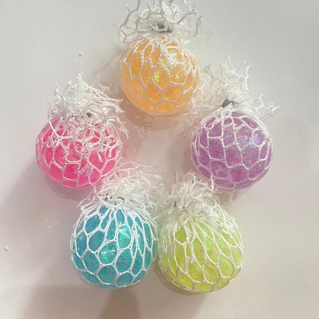 Jual RNL-W Light Up Squeeze Ball Glow in Dark Mainan Squishy Net Stress ...