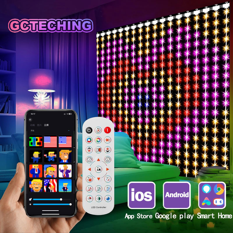 Jual 400 LED Smart Curtain Lights String Lights with App Remote Control ...