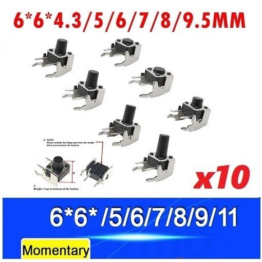 Jual GG05 10 PCS Tact Switch Siku Push Button 2 Pin Right Angle 6x6x5/7 ...