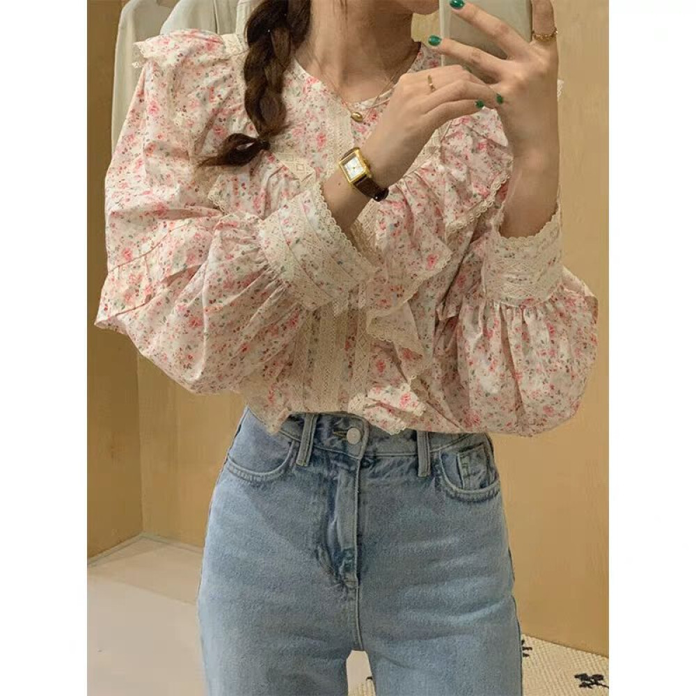 Jual Blouse Bunga | Cozy | Original by CHICMORE | Crew Neck | Ruffle ...