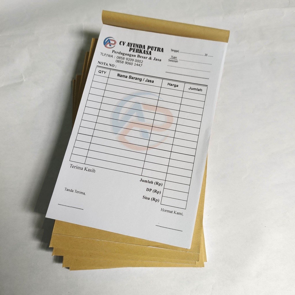 Jual Cetak Nota Costum 1/4 2 ply Nota geratis dsain murah nota geratis ...