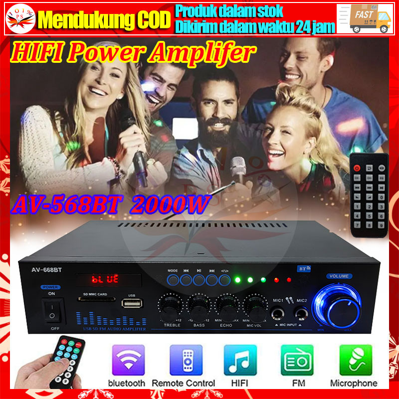 Jual Produknya Sudah Siap 2000Watt Bluetoth Power Amplifier AV568BT