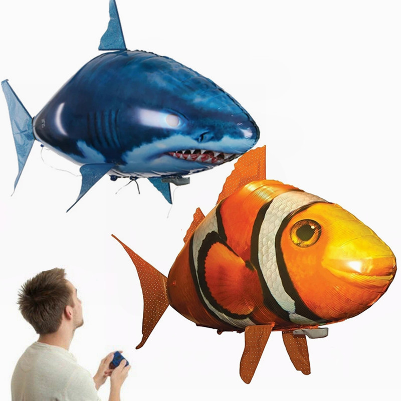 Jual Toy Remote Control Air Swimmers Flying Shark And Clownfish Through ...
