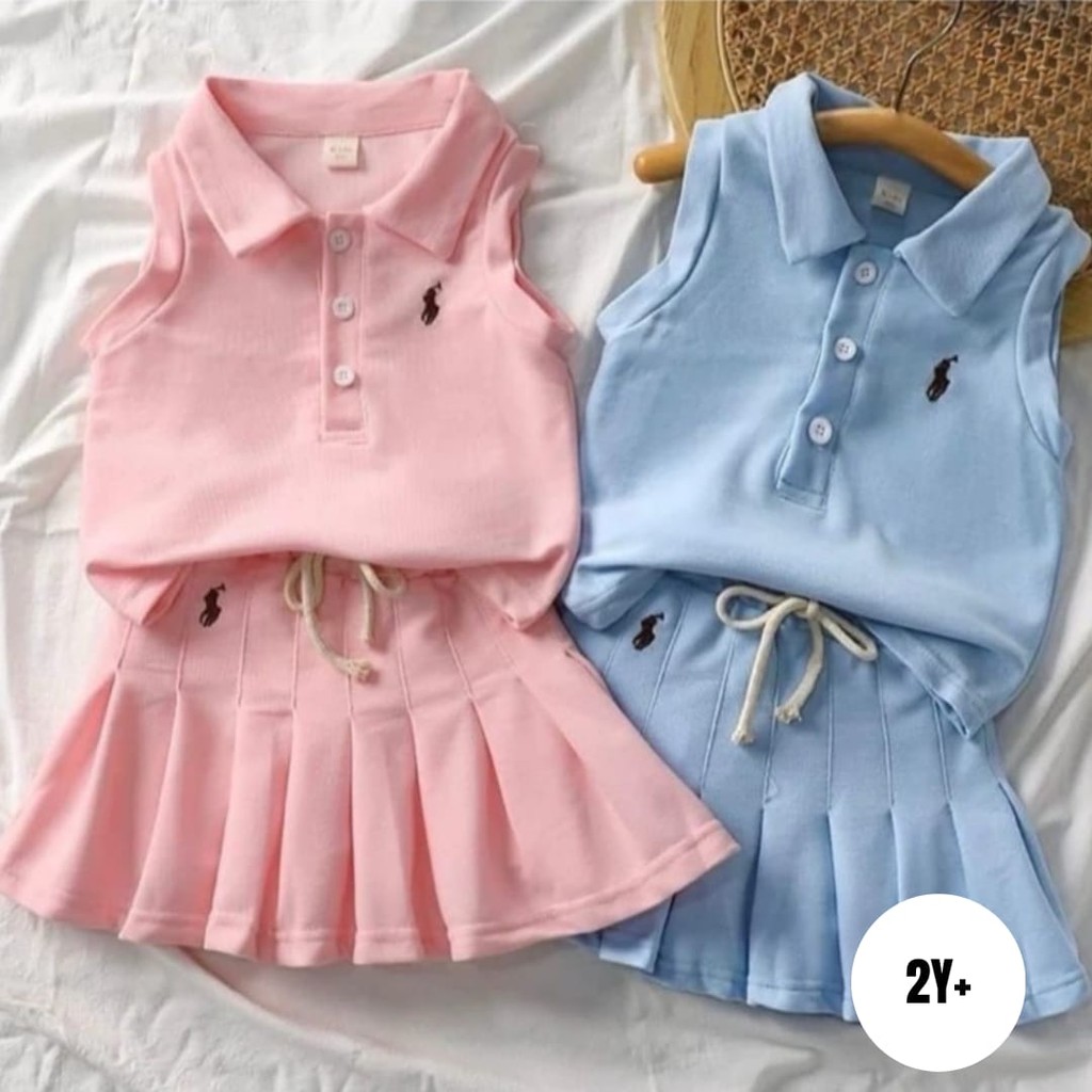 Jual ( SET1238 / SET1239 ) Setelan set kaos polo shirt skort rok celana ...