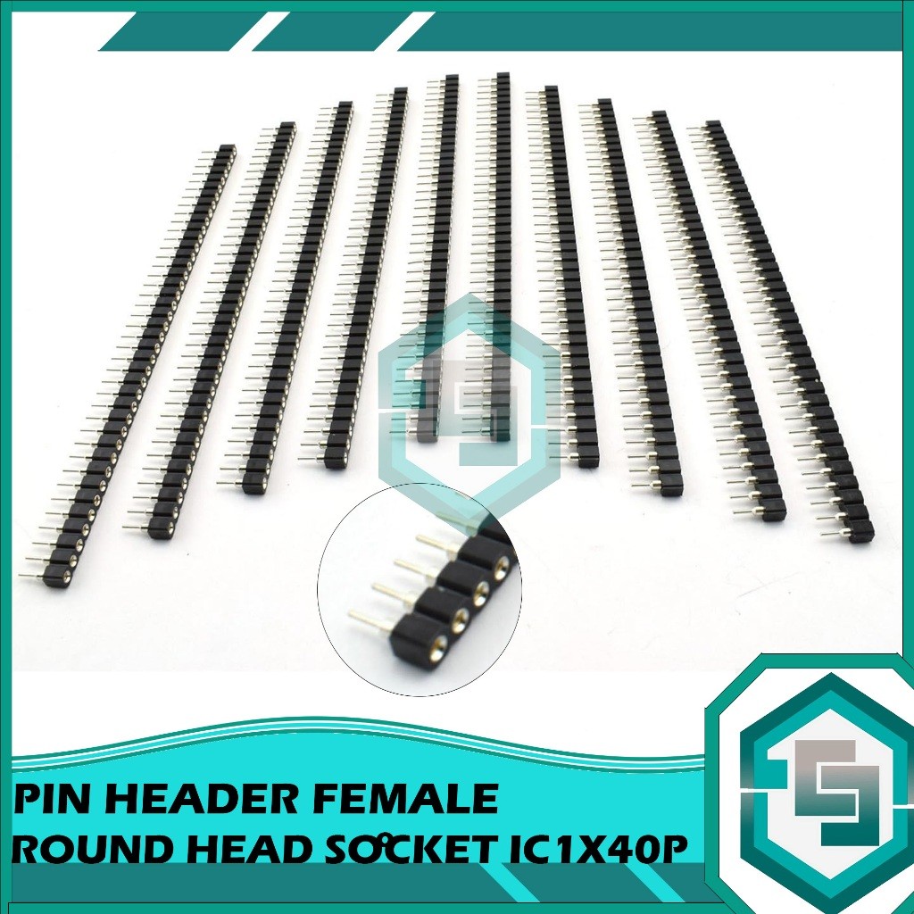 Jual Pin Header Female 1x40 Round Head – Socket Betina 2.54mm Single ...