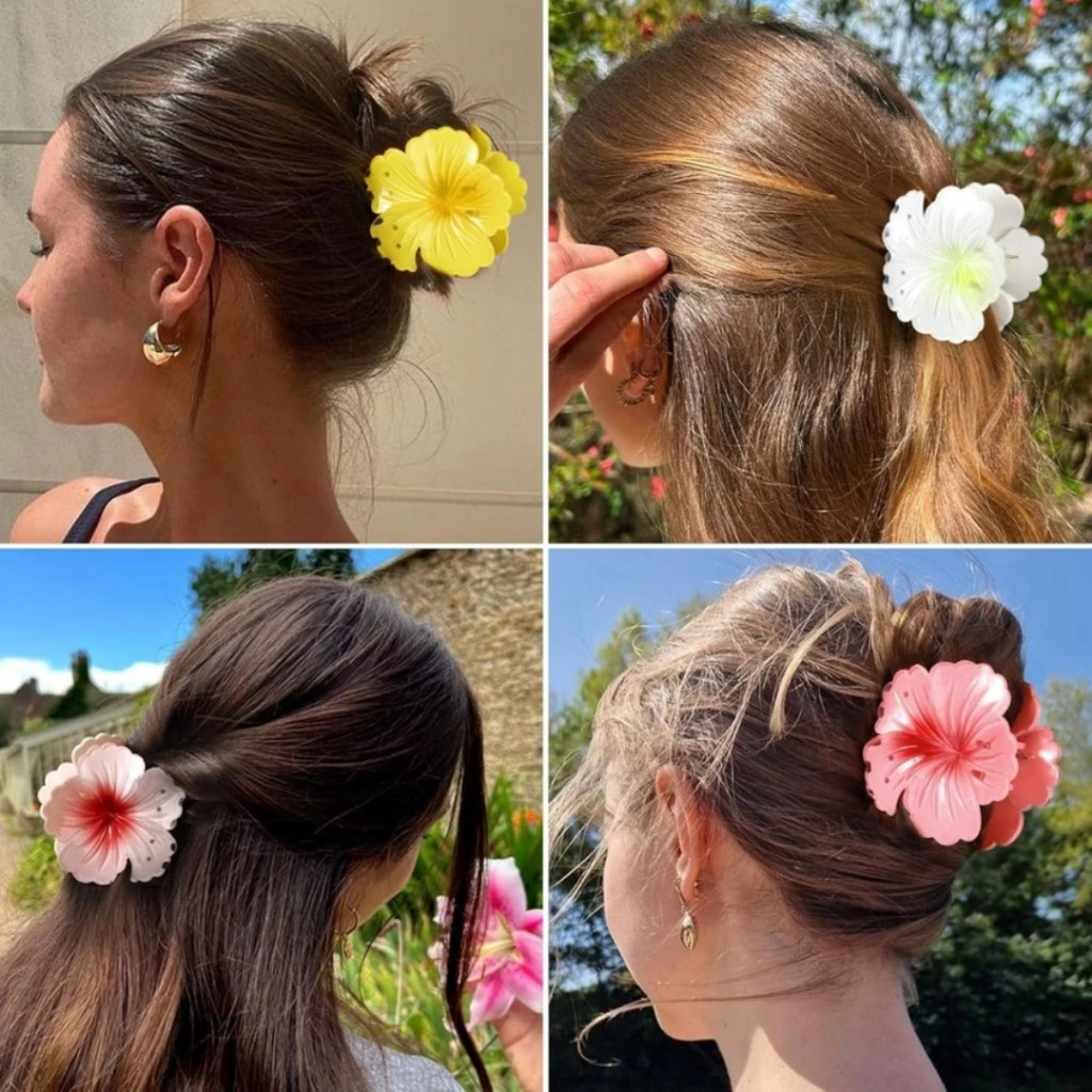 Jual Jepit Rambut Korea 8cm Cantik Model Bunga Hibiscus Jedai Wanita ...