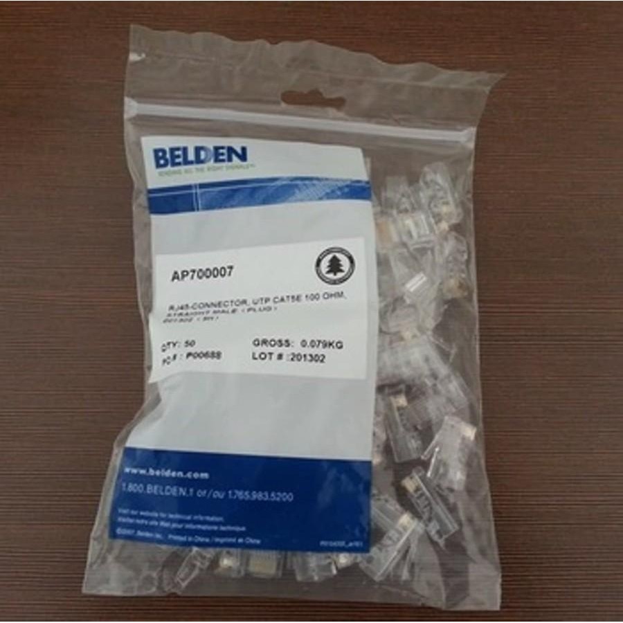 Jual CONNECTOR BELDEN UTP RJ45 CAT 5E PLASTIK AP700007 ISI 50 ORIGINAL ...