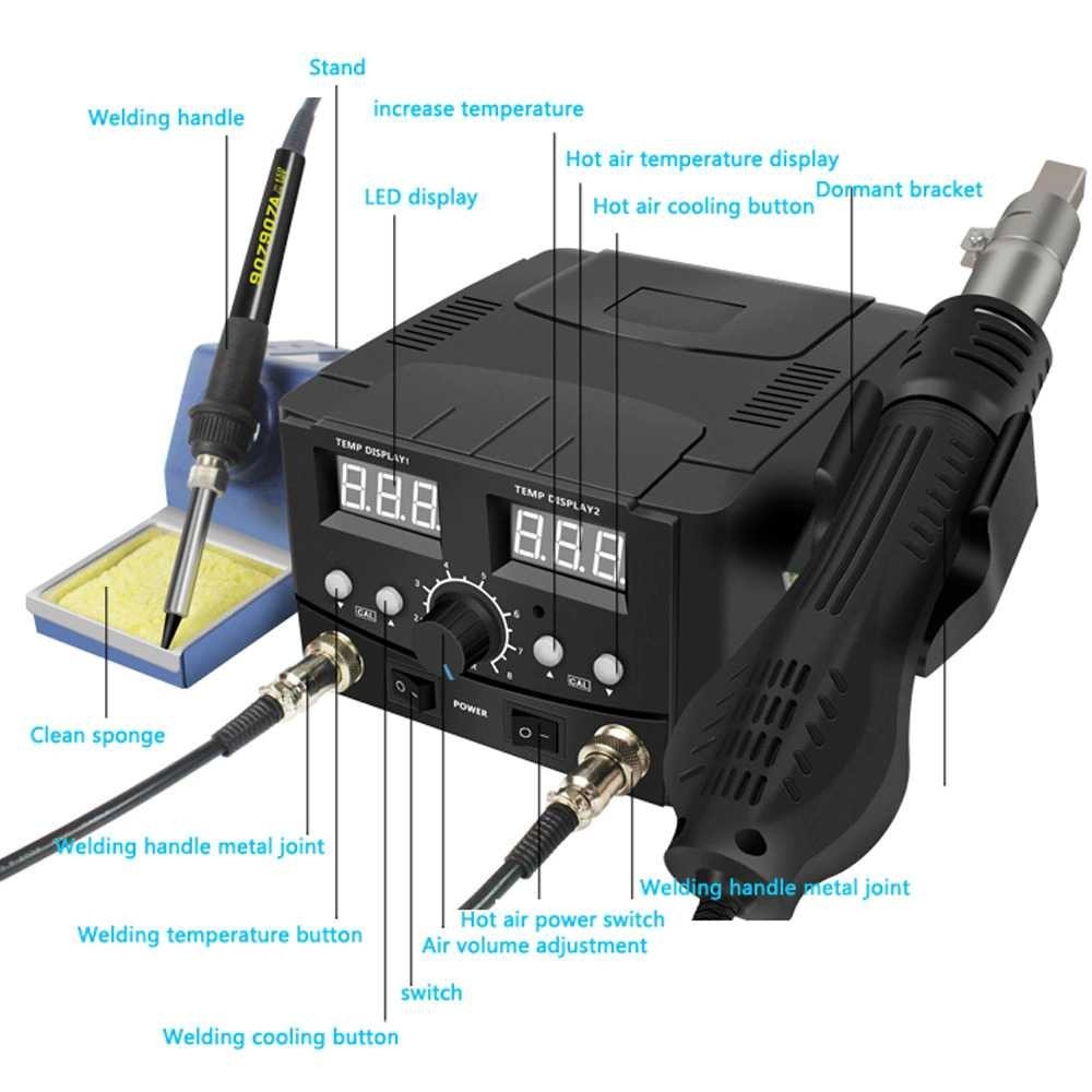 Jual 750W 2 in 1 SMD Soldering Station Blower Hot Air Gun Double ...