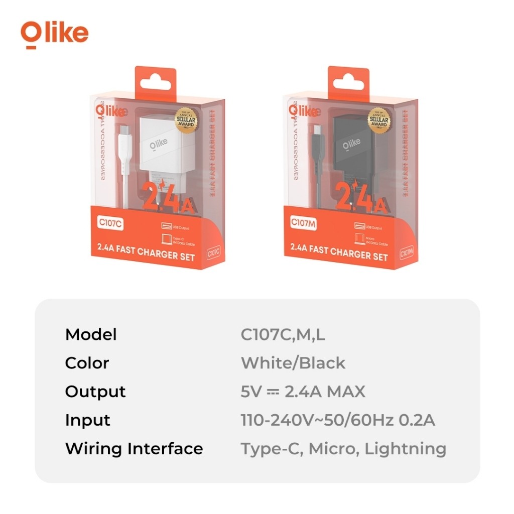 Jual [HWARTZ] OLIKE Charger C107 2.4A Fast Charging C107C C107L C107M ...