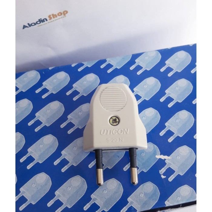 Jual LP99 Colokan Steker Stecker abu putih gepeng Pipih Uticon listrik ...