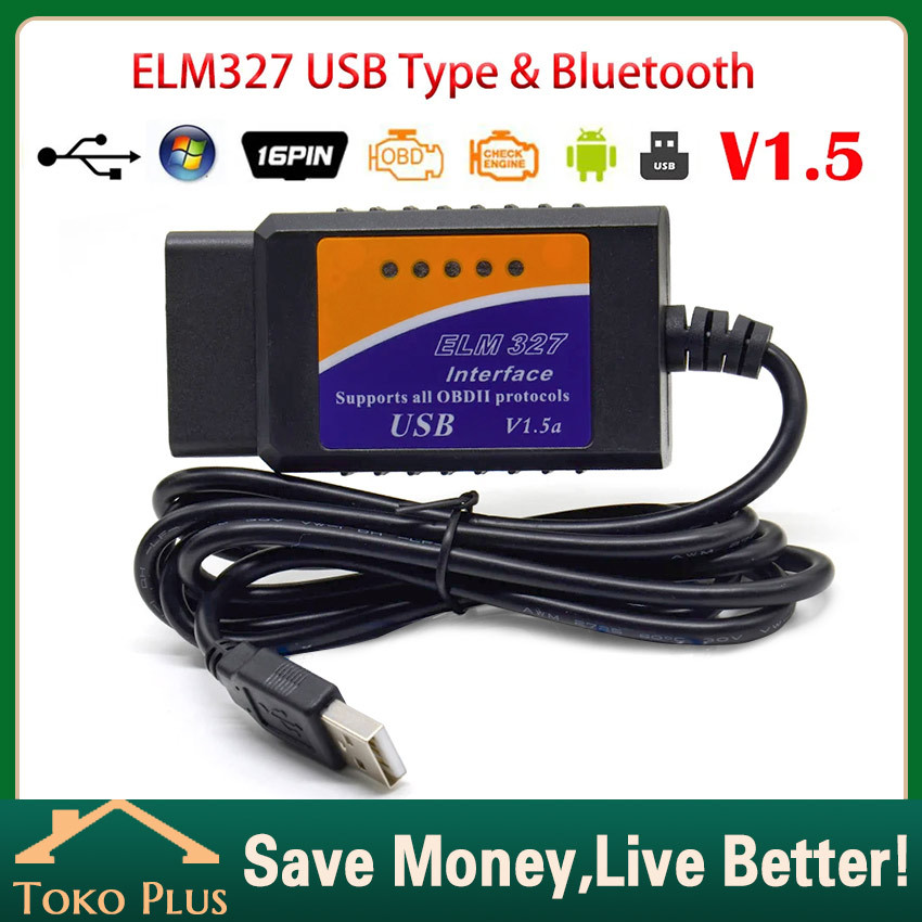 Jual ELM327 Alat Scanner Diagnostik OBD2 V1 5 Dengan Kabel USB Untuk ...