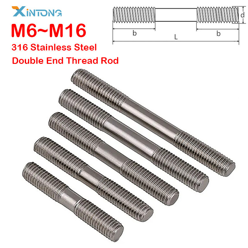 Jual M6 M8 M10 M12 M16 A4 316 Stainless Steel Double End Thread Rod ...