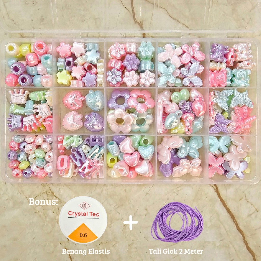Jual Set Manik Manik Murah Lucu 1 Box DIY Beads - SM012 Bahan