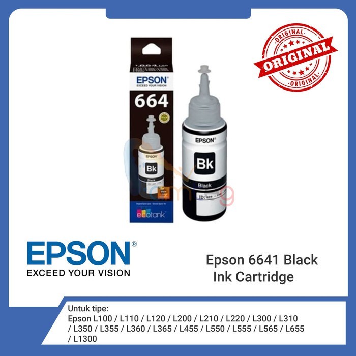 Jual Tinta Printer EPSON 6641 Black Hitam Original Segel Dus Ink ...