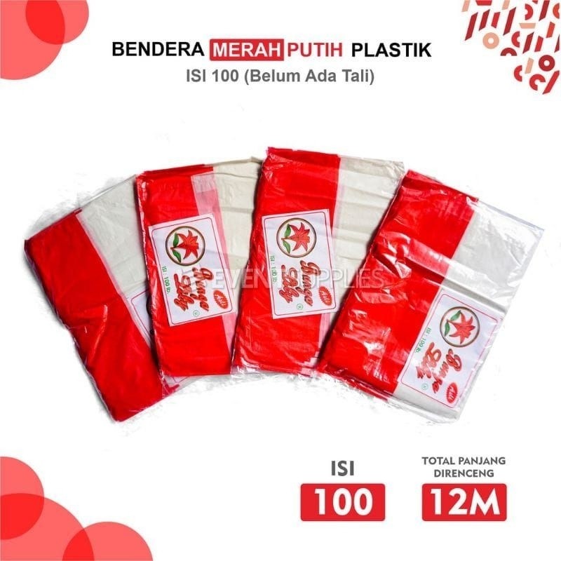 Jual (100biji) Bendera Plastik Merah Putih Isi 100 Bendera Plastik ...