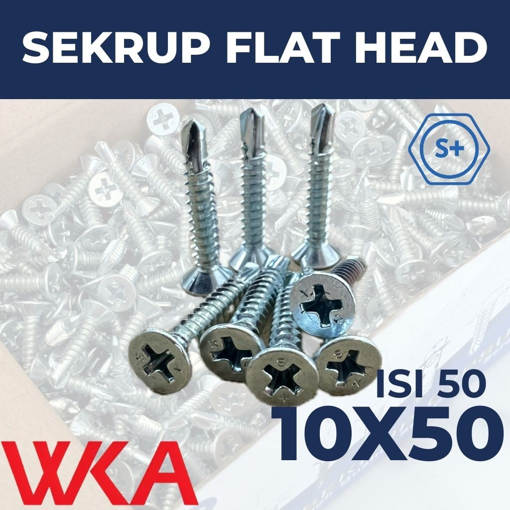 Jual Sekrup Flat Head 5cm 10X50 (ISI 50 PCS) - SDS FH / SEKRUP GRC ...