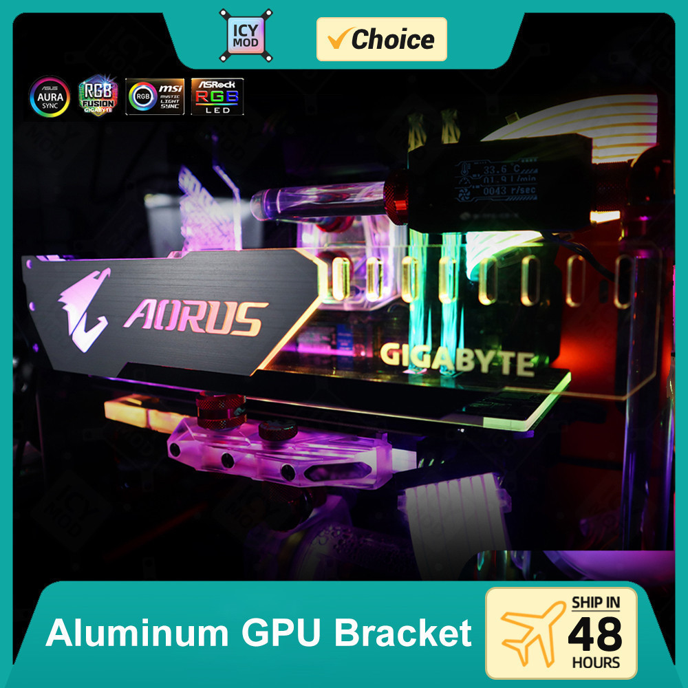 Jual Aluminum GPU Bracket Aorus 5V3Pin VGA Holder RGB MSI ROG NVIDIA A ...