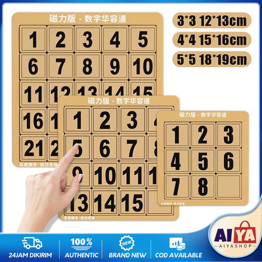 Jual Magnet Klotski Puzzle Geser Angka Kayu Mainan Edukasi Anak Puzzle ...