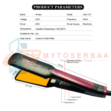 ( ) AMARA AM 1117 Ceramic Glide Plate Hair Straightener Catokan Rambut MY