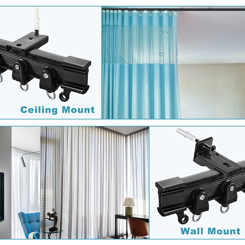 Jual Flexible Bendable Curtain Track Ceiling Wall Mount Black White ...