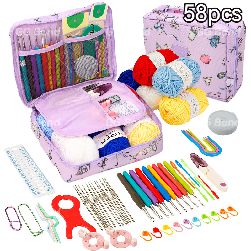Jual 58PCS DIY Jarum Rajut Set Pemula Lengkap Kit Alat Rajut Portabel ...