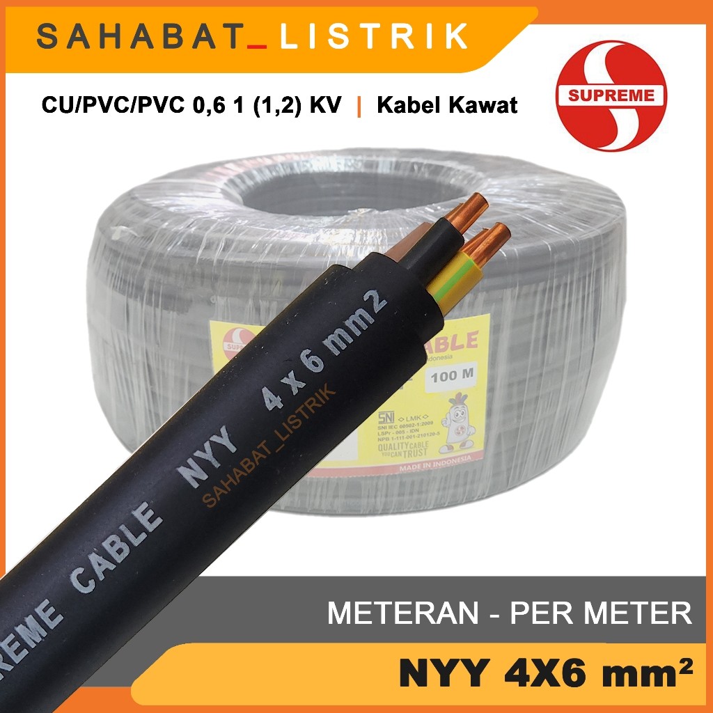 Jual KABEL SUPREME NYY 4X6/ KABEL TUFUR 4X6 METERAN HITAM | Shopee ...