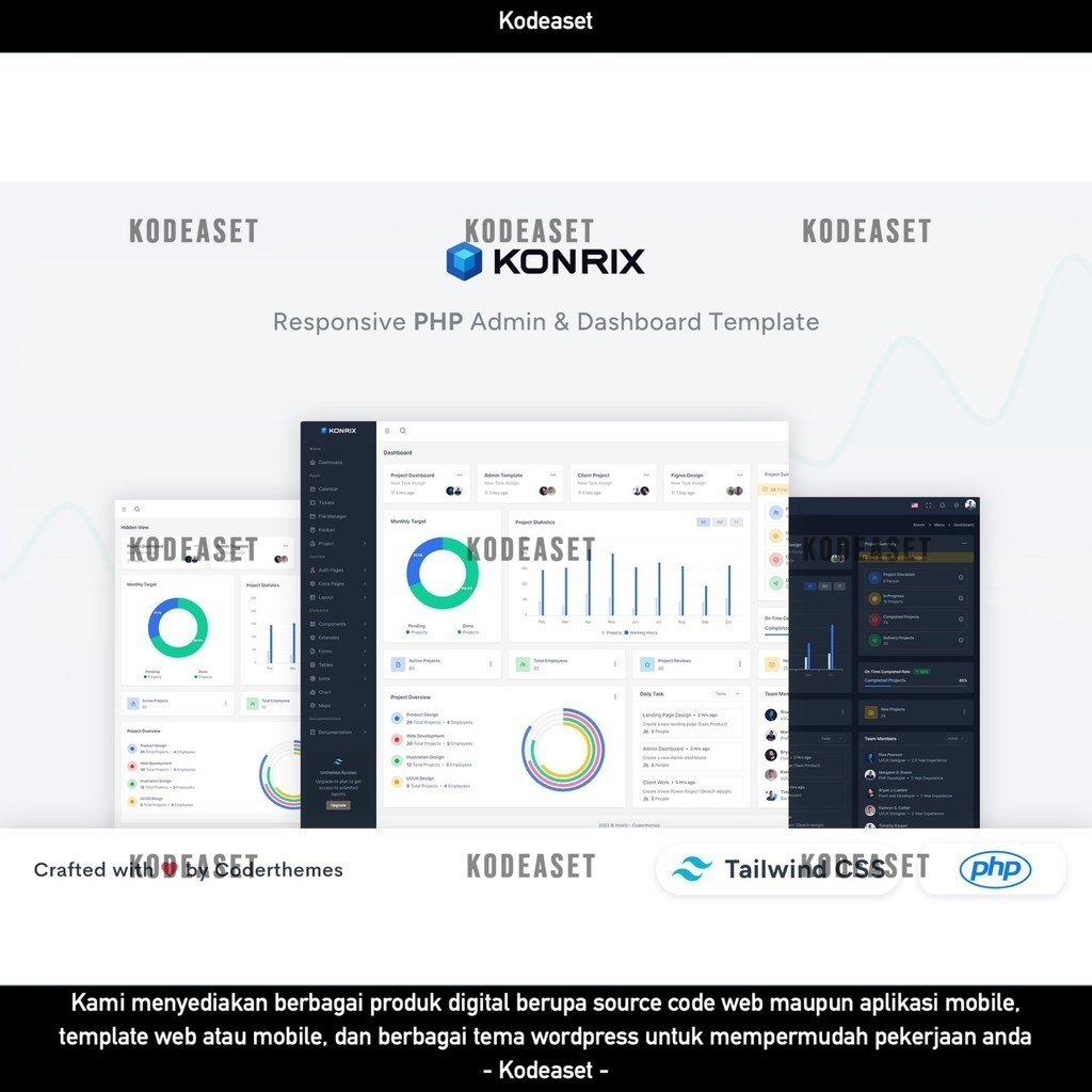 Jual WEB TEMPLATE KONRIX - PHP TAILWIND CSS ADMIN DASHBOARD TEMPLATE ...