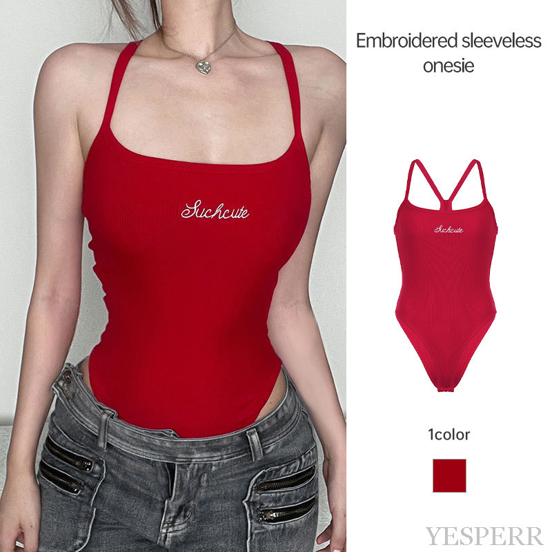 Jual Hot Girl Atasan Tank Top Camisol Merah Seksi Bodysuit Atasan ...