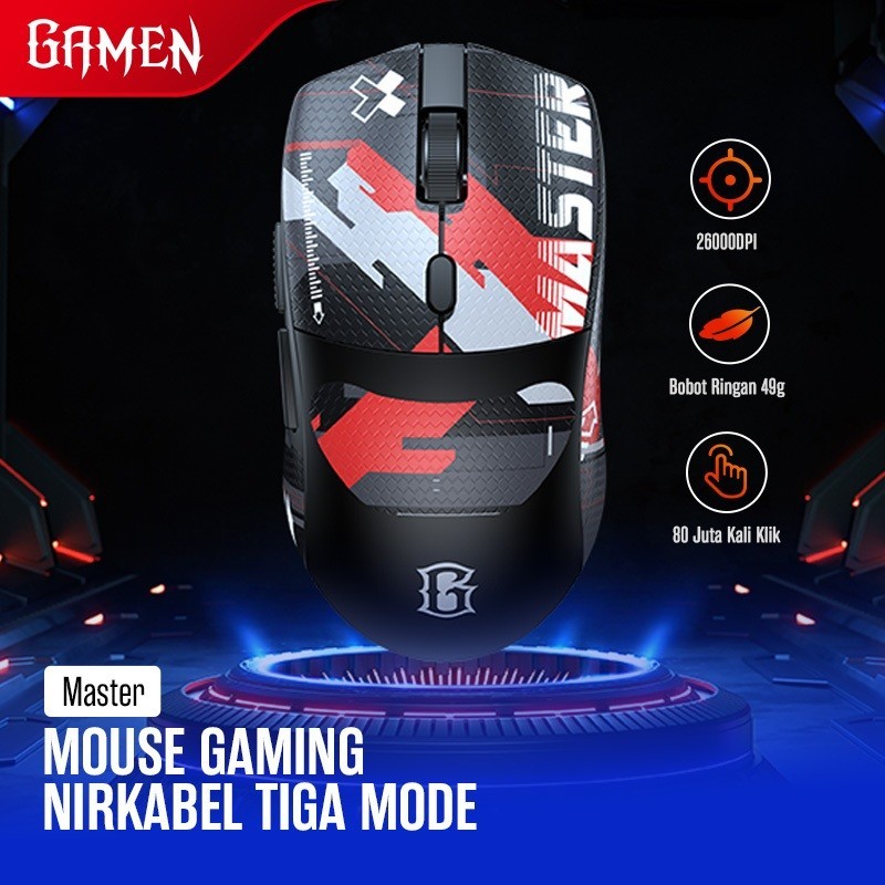 Jual GAMEN Wireless Mouse Gaming Master Sensor Pixart 3395 Sen 26K DPI ...