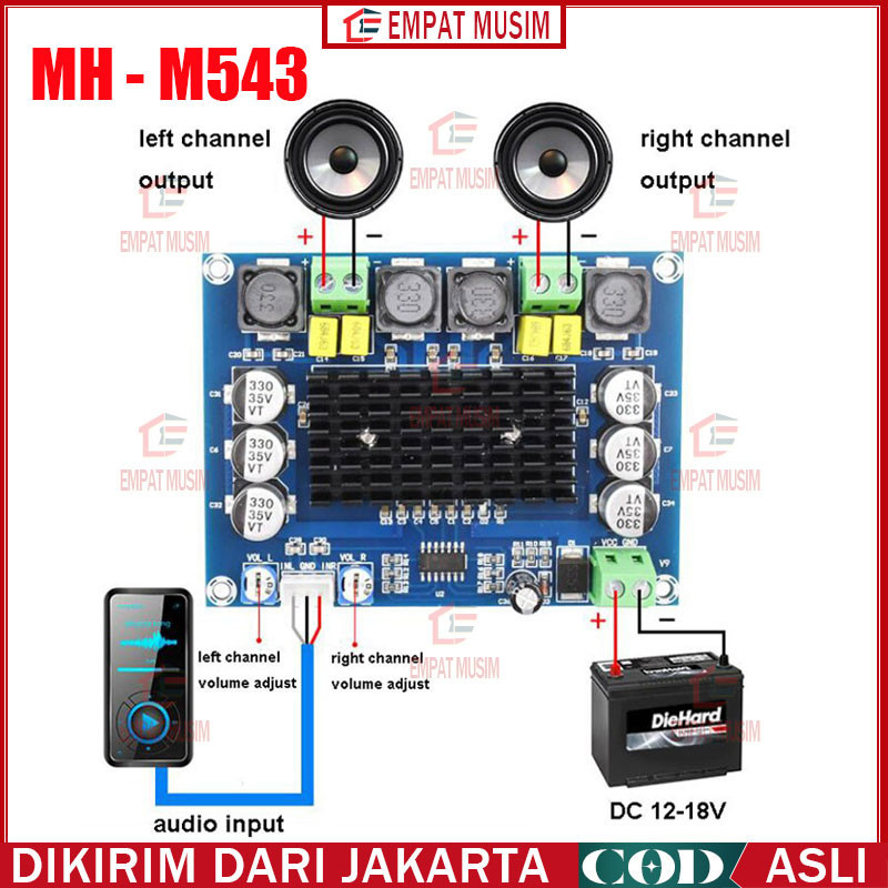 Jual M139 M543 Kit Power Amplifier Class D DIGITAL AUDIO TPA3116D2 12 ...