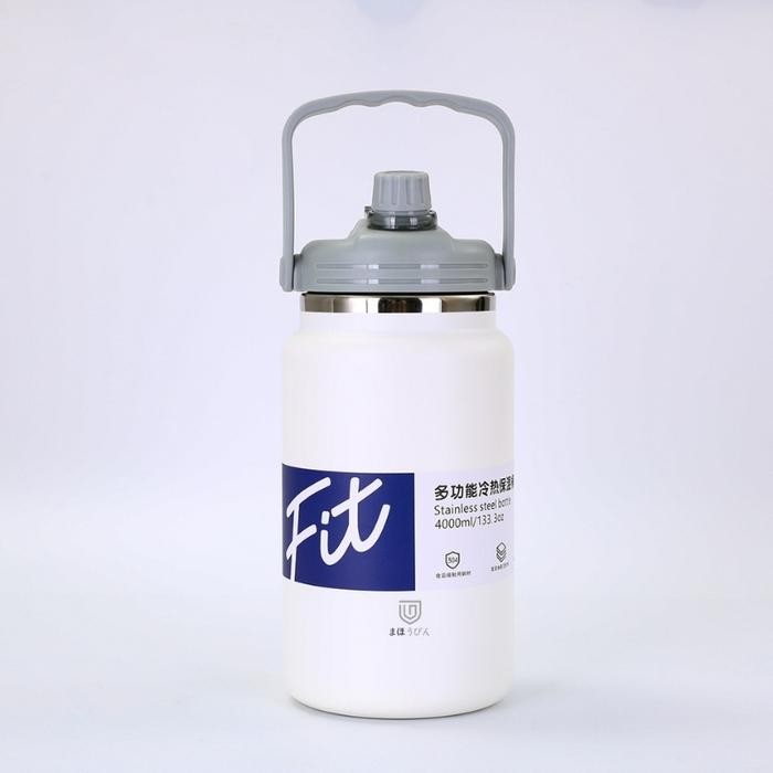 Jual BOTOL MINUM BESAR TUMBLER BESAR STAINLESS STEEL 4 LITER - Putih ...