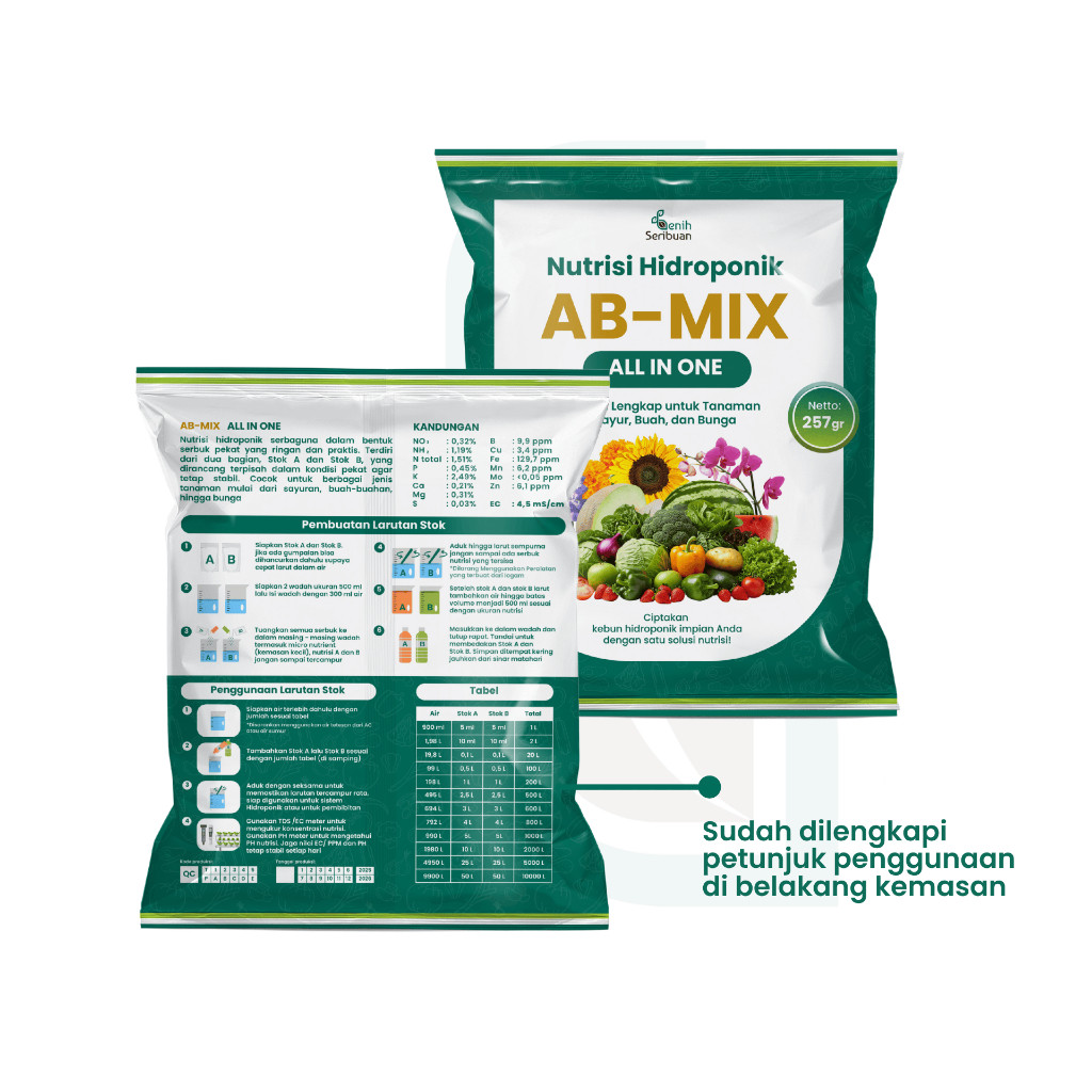 Jual Benih Seribuan - AB Mix Hidroponik All in One – Nutrisi untuk ...