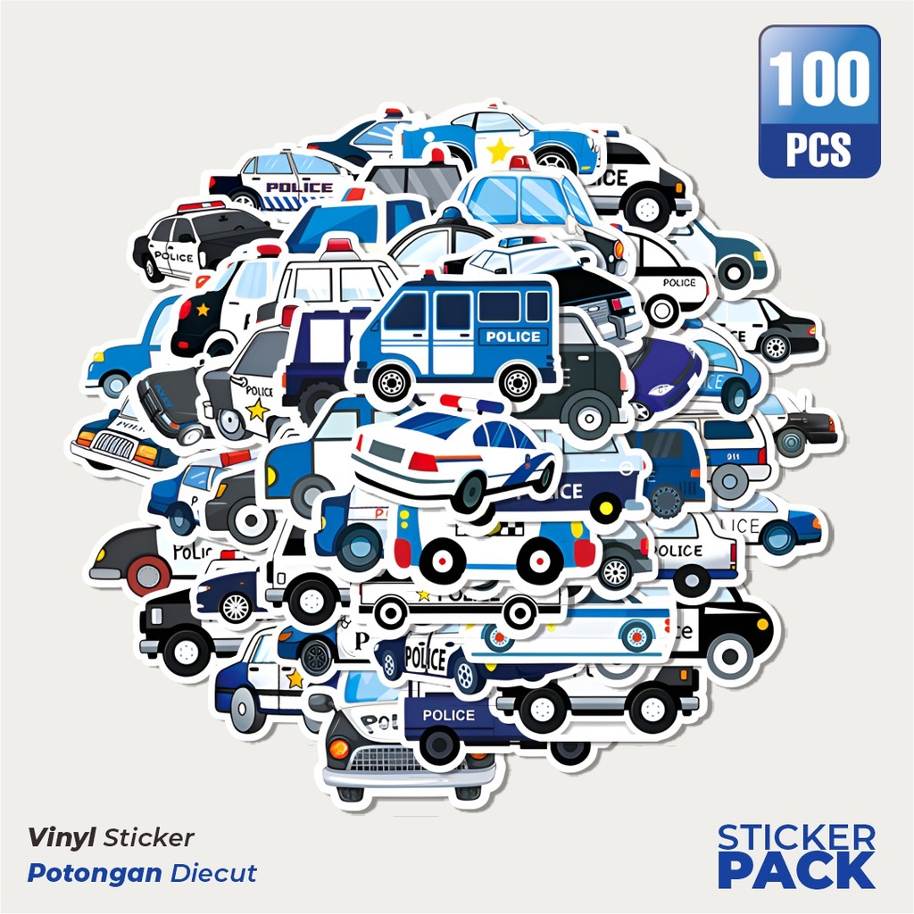 Jual Super Hemat! 100 PCS Stiker Seri Mobil Polisi Waterproof Aesthetic ...