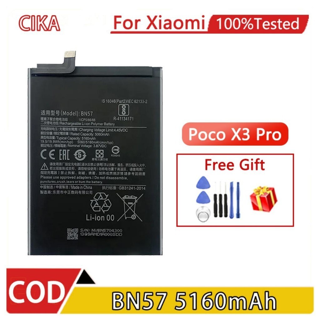 Xiaomi Telephone Portable Batterie Interne Pour Xiaomi Poco X3 NFC / X3 Pro (BN57) - 5160 MAh - OEM - Capacité D'Origine Redmi Note 10 5g