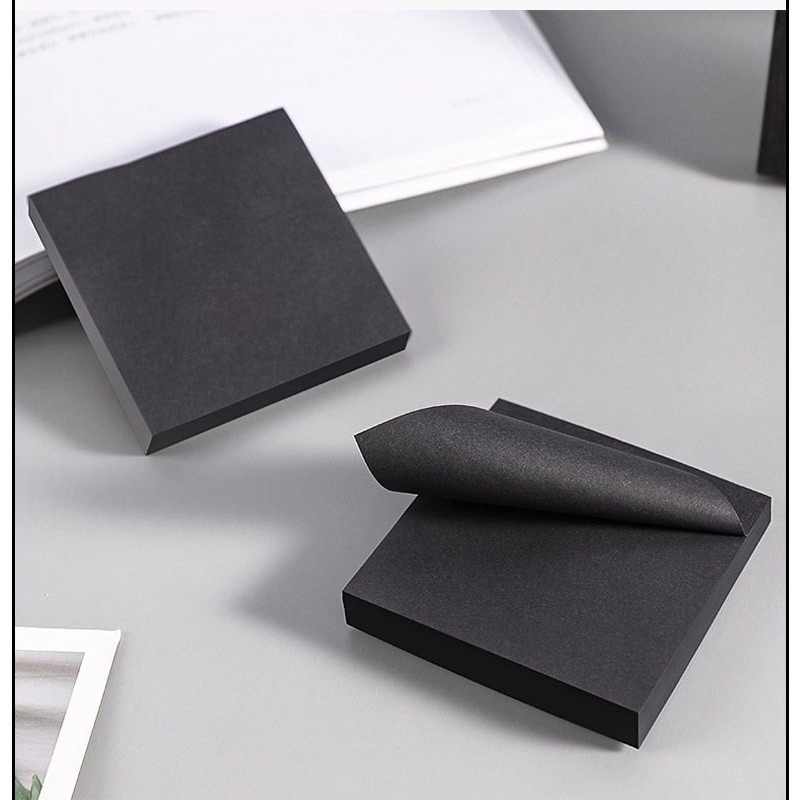 Jual (50 Lembar) Sticky Note Kertas Tulis Full Black Hitam | Shopee ...