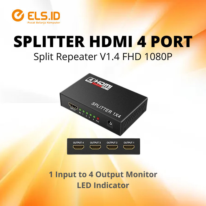 Jual Splitter HDMI 4 Port - Split Repeater V1.4 FHD 1080P | Shopee ...