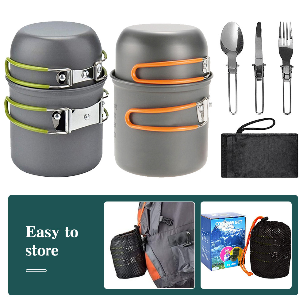 Sportneer Camping Cookware Set For 1-2 People - Portable Pots, Pans & Utensils