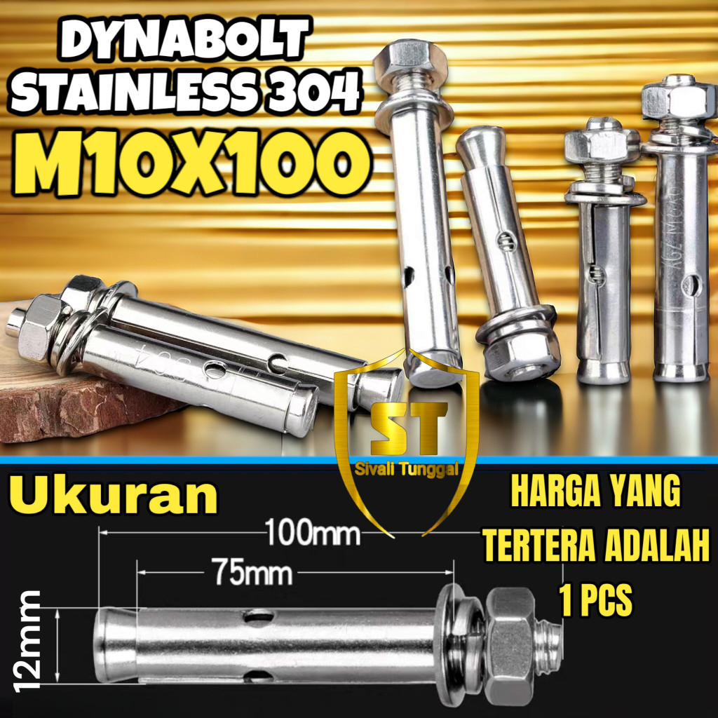 Jual DYNABOLT SS 304 M10x100 - DINABOLT - ANCHOR BOLT STAINLESS ...