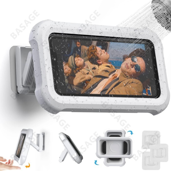 Upgraded 480° Rotating Shower Phone Holder Waterproof Case With Touch Screen,OOLYICO Shower Accessories Guardian Buddy Holder Wall Mount Shelf In Bathroom Bathtub For 4" - 7" Cell Phone In Arabia