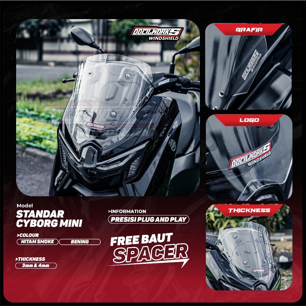 Jual Visor Windshield STANDAR CYBORG MINI NMAX TURBO NEO NEO S | Shopee ...