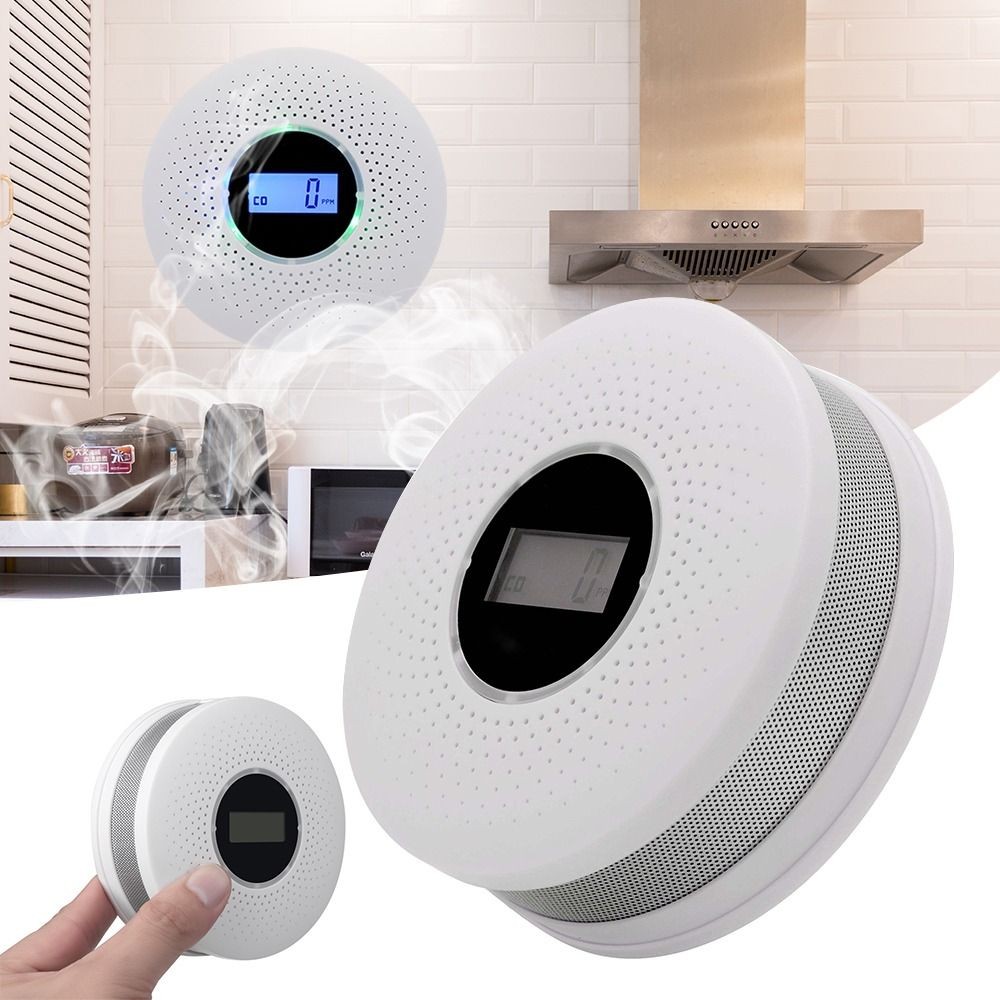 Jual 2 in 1 LED Alarm Smoke Sensors Home Security Smoke Combination